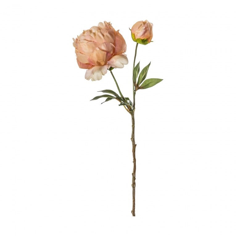 Set of 3 Enchanting Artificial Peony Stems - Peach
