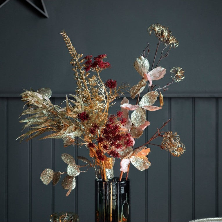 Set of 3 Artificial Gold Glitter Magnolia Blush Sprays