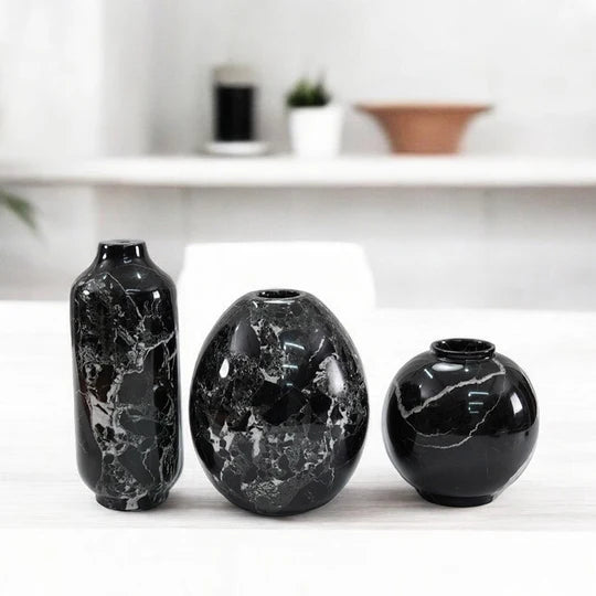 Set of 3 Modern Balance Trio Harmony Vases - Black