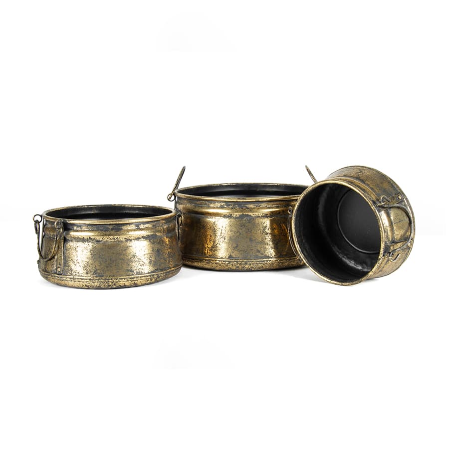 Set of 3 Nested Vintage Pots with Handles