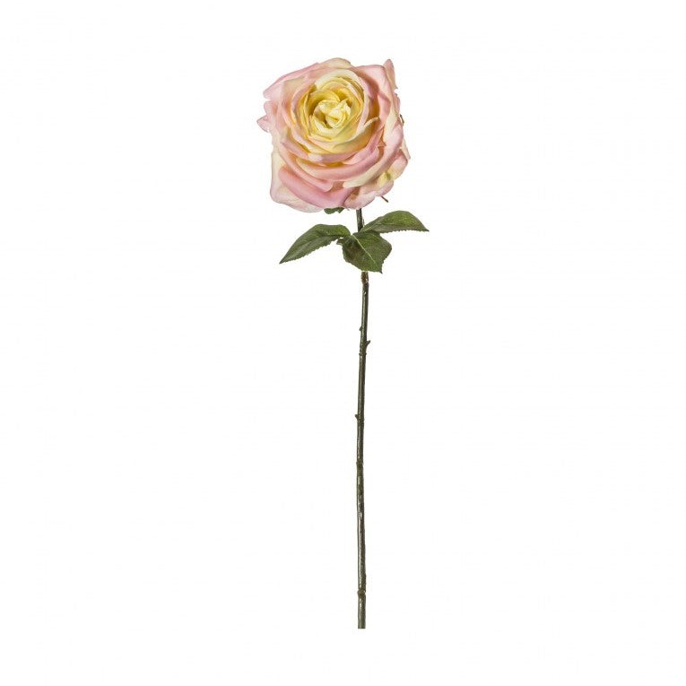 Set of 3 Stunning Artificial Rose Stems - Ivory/Pink