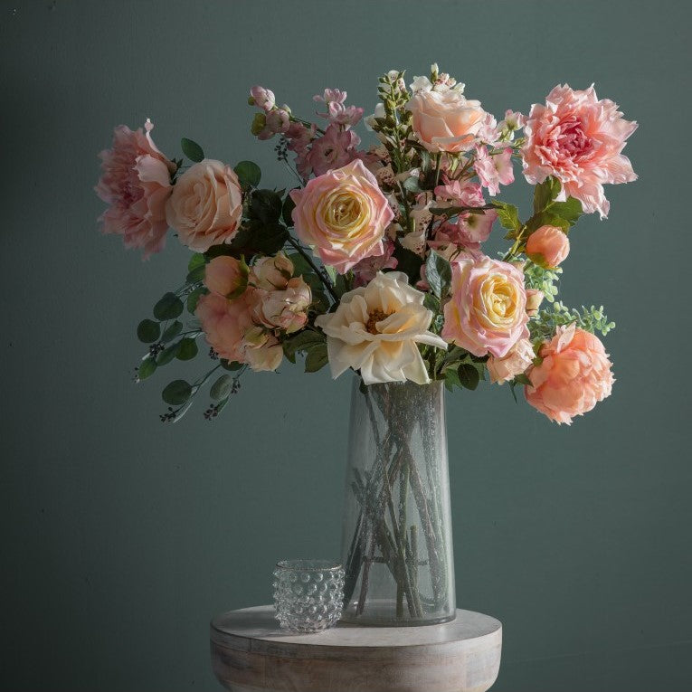 Set of 3 Stunning Artificial Rose Stems - Ivory/Pink