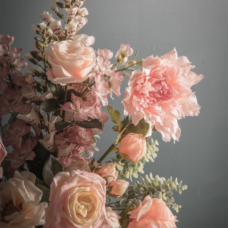 Set of 3 Stunning Artificial Rose Stems - Ivory/Pink
