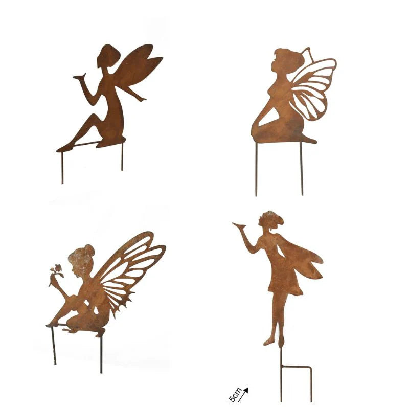 Set of 4 Assorted Designs Fairy Garden Stakes