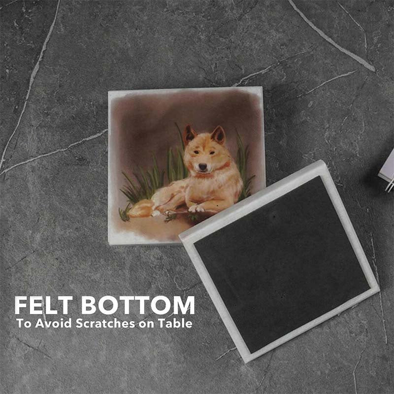 Set of 4 Australian Wildlife Marble Coasters - Dingo