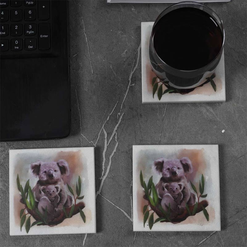 Set of 4 Australian Wildlife Marble Coasters - Koala