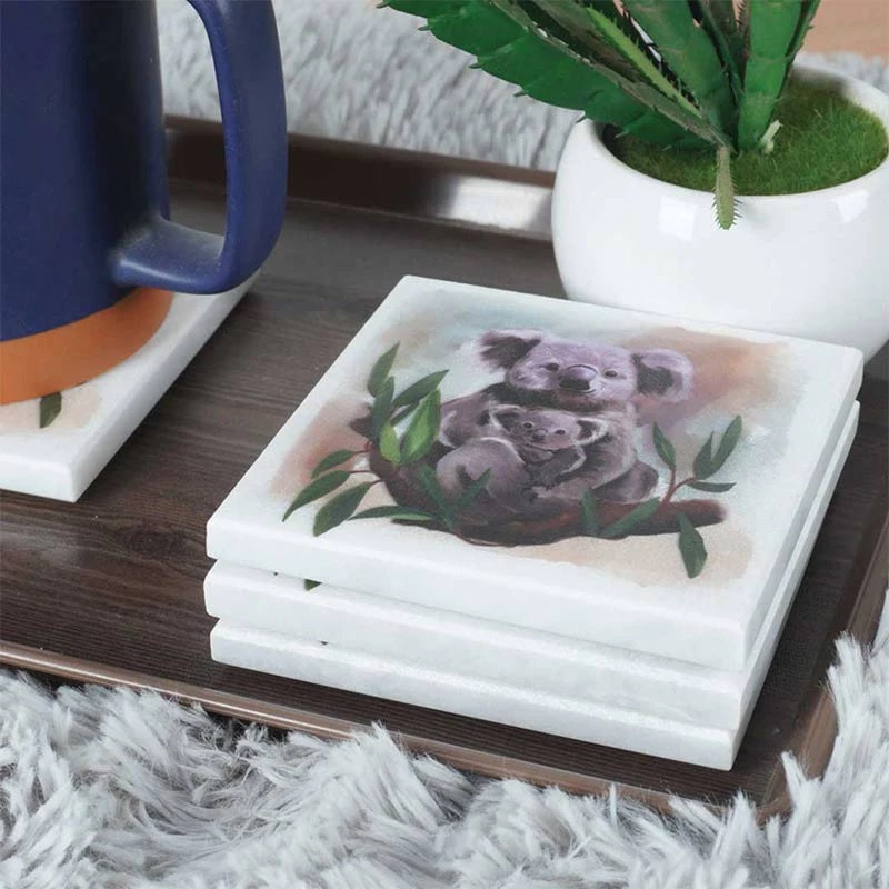 Set of 4 Australian Wildlife Marble Coasters - Koala