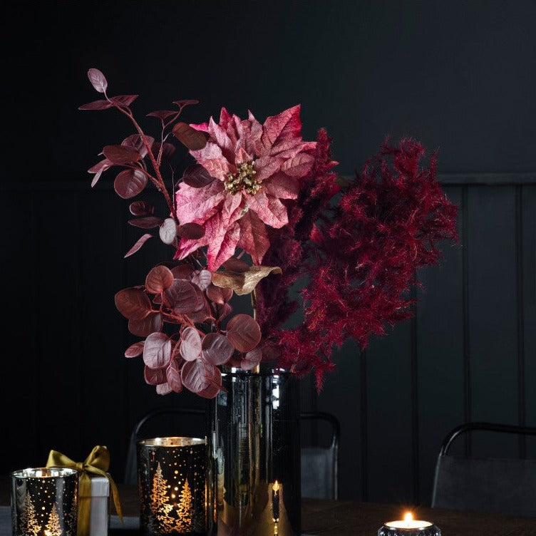 Set of 5 Artificial Eucalyptus Sprays in Red