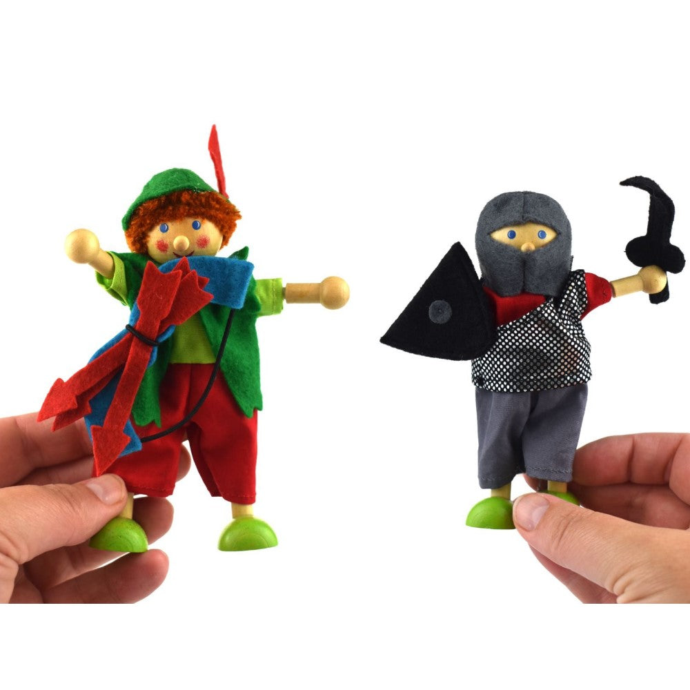 Set of 6 Fairy Tale Story Wooden Flexi Doll Puppets