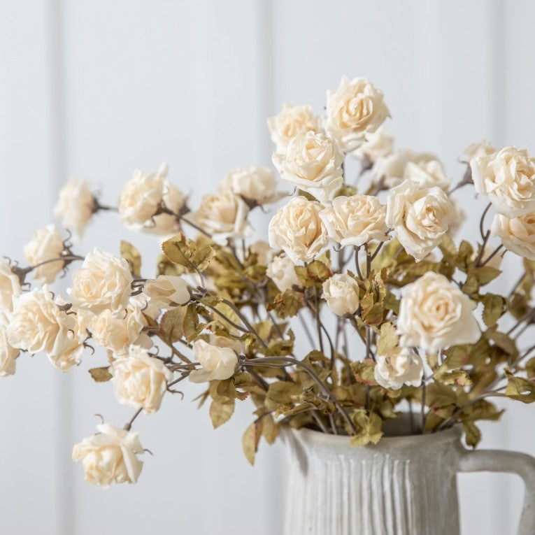 Set of 6 Graceful Dried Rose Spray - Ivory