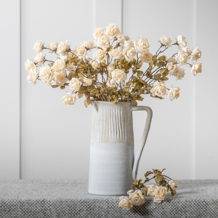 Set of 6 Graceful Dried Rose Spray - Ivory