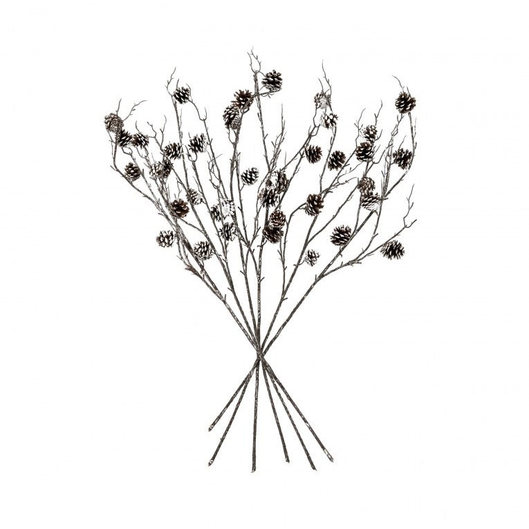 Set of 6 Graceful Artificial Pinecone Stems