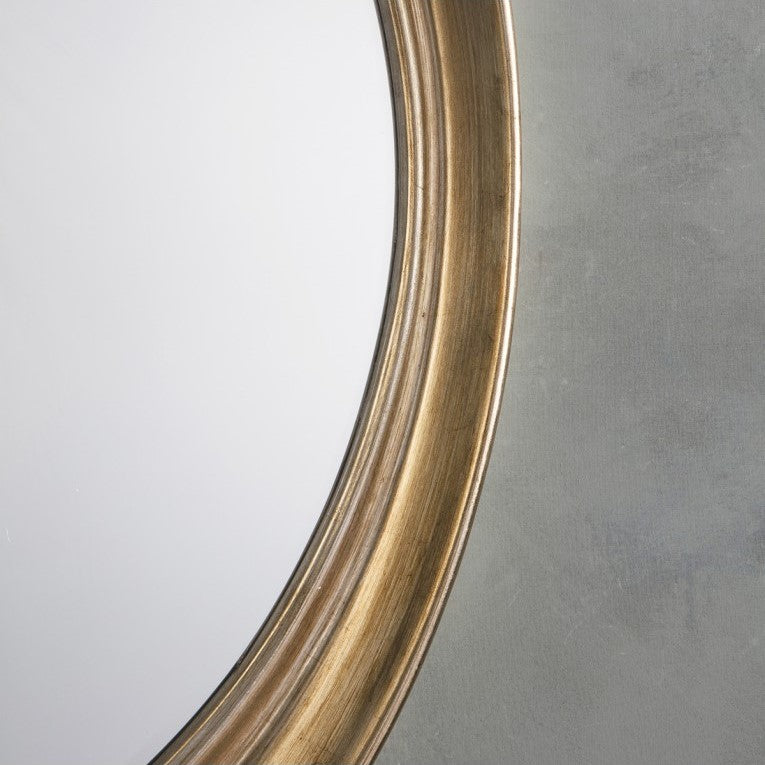 Shimmering Champagne Silver Oval Framed Mirror 100cms