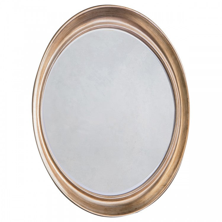 Shimmering Champagne Silver Oval Framed Mirror 100cms