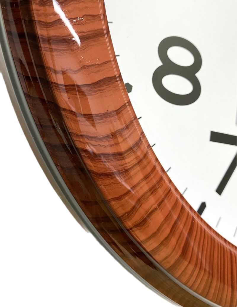 Shiny Brown Wood Grain Frame Wall Clock 48cms