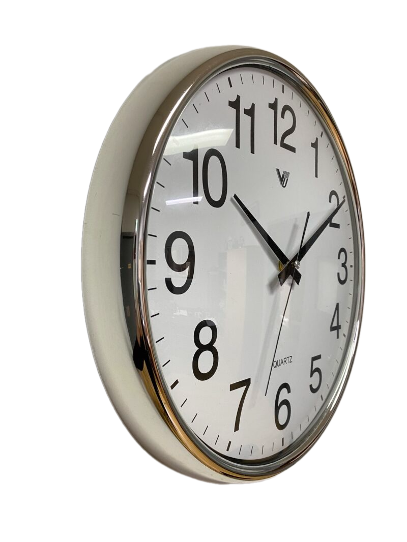 Shiny Plated Frame Round Wall Clock (Available in 2 colors)