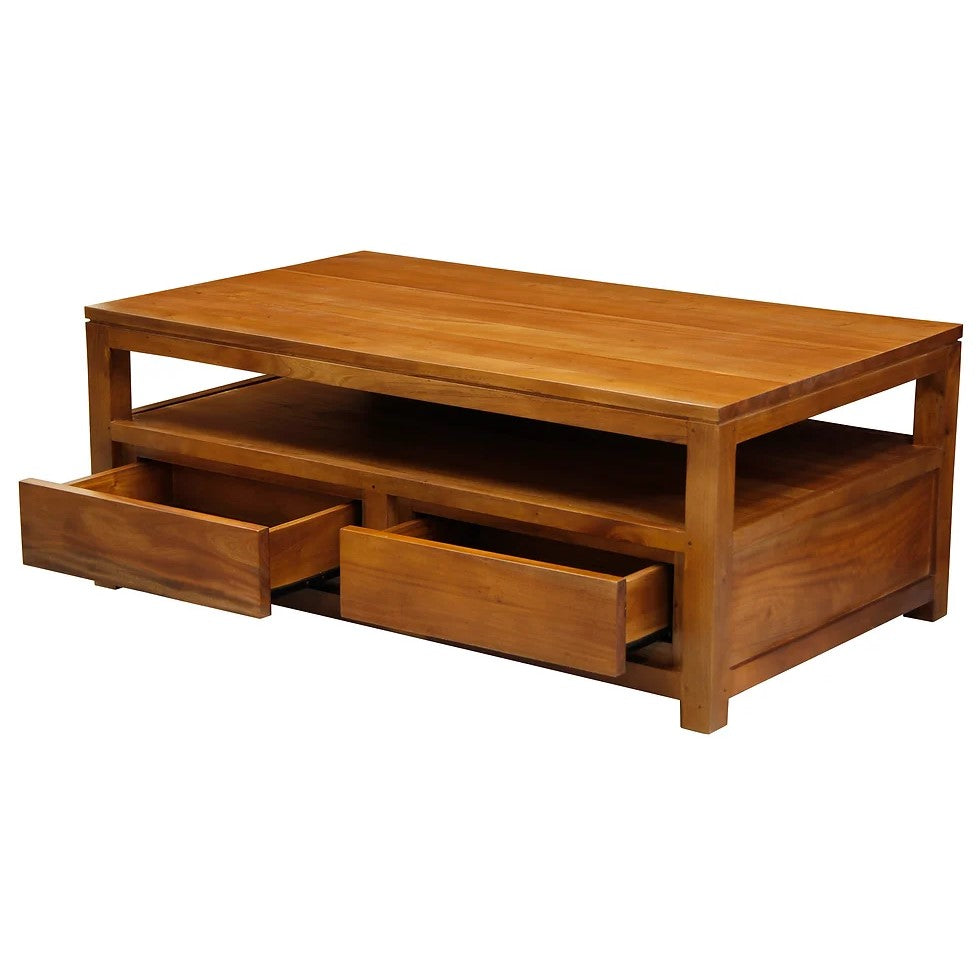 Showcase in Style 4 Drawer Coffee Table - Light Brown