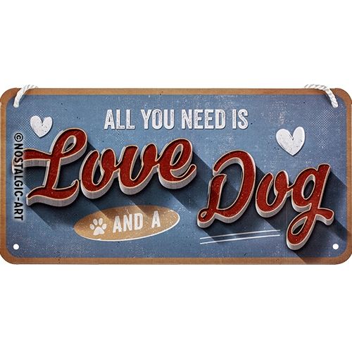 Sign Love Dog - Nostalgic-Art Hanging Sign - 10 x 20cm