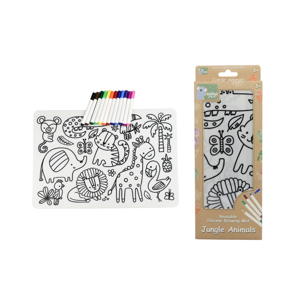 Reusable Silicone Jungle Animals Drawing Mat
