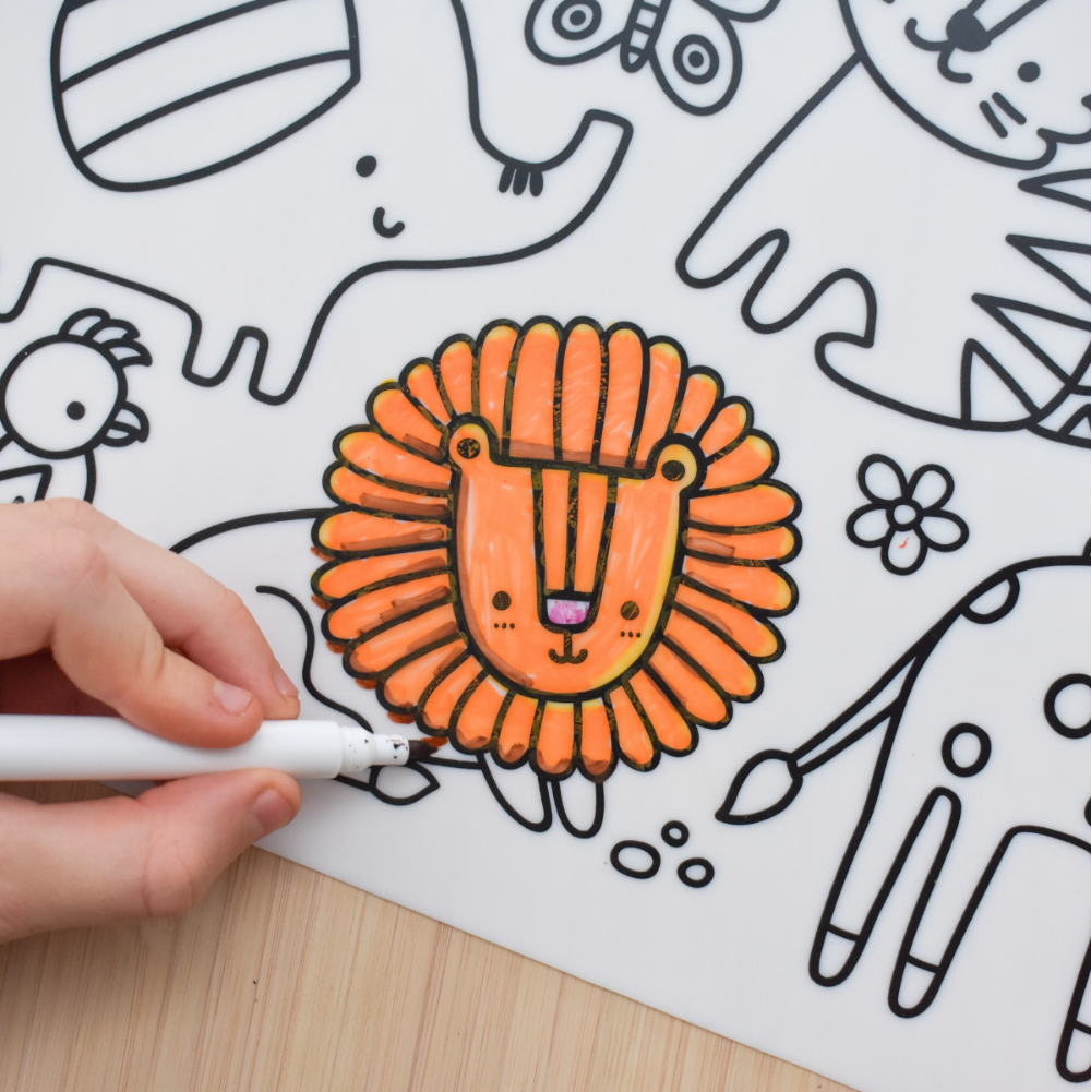 Reusable Silicone Jungle Animals Drawing Mat