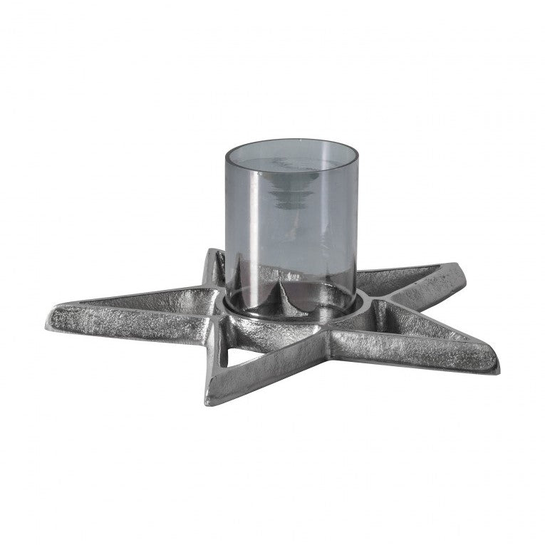 Silver Cosmos Star-Shaped Candle Holder