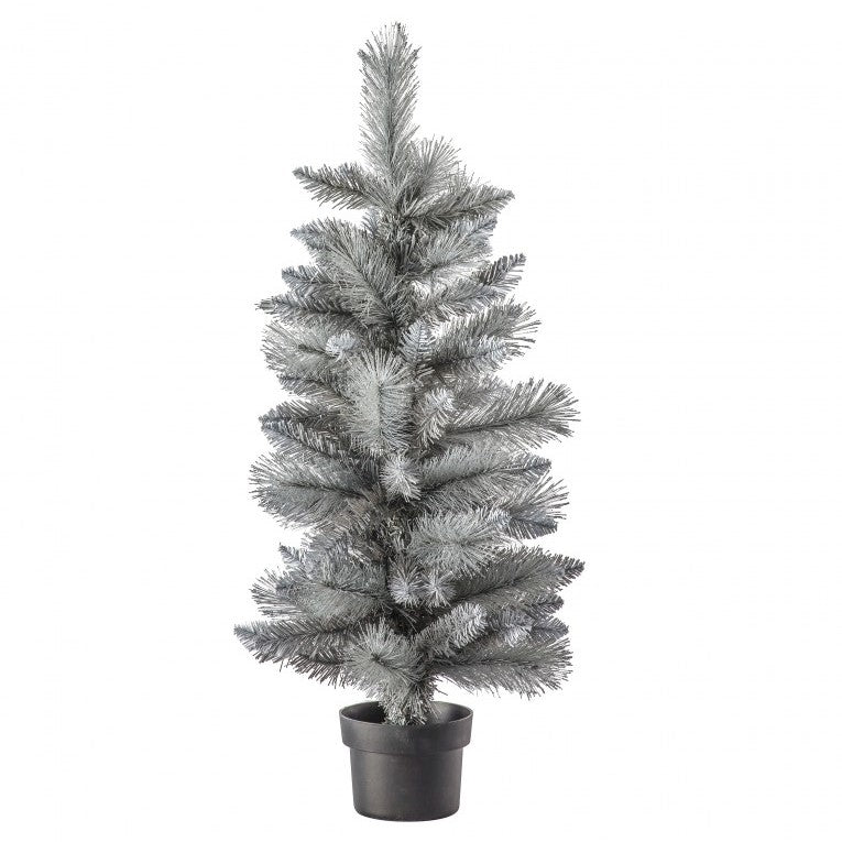 Silver Shiny Artificial Potted Pine Tree (Available in 2 Sizes)