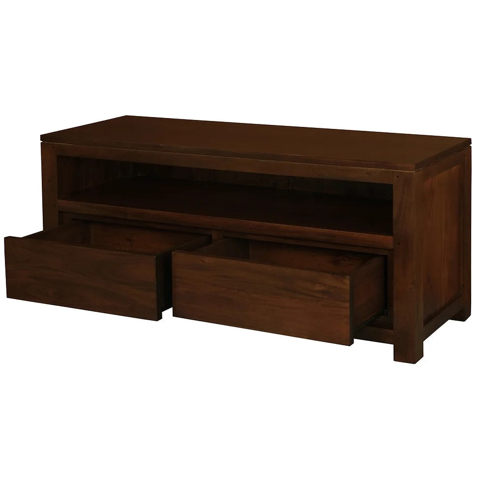 Simple Wooden 2-Drawer Entertainment Unit - Brown