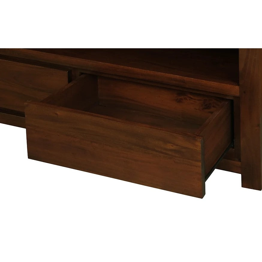 Simple Wooden 2-Drawer Entertainment Unit - Brown