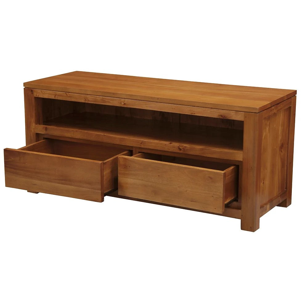 Simple Wooden 2-Drawer Entertainment Unit - Light Brown