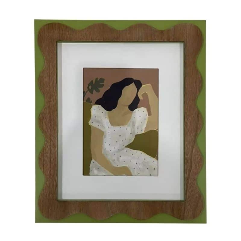 Sitting Lady in White Dress Framed Wall Art