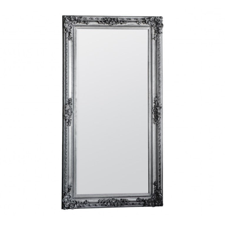 Baroque Sleek Silver Wooden Wall/Floor Mirror 170cms