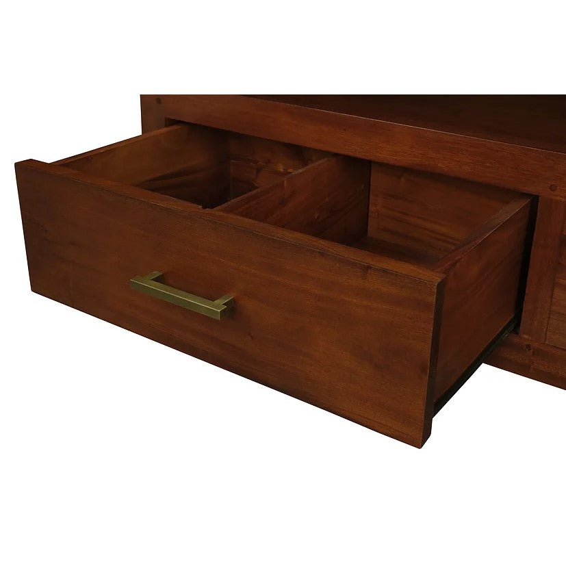 Sleek Simplicity 2 Drawer Low Entertainment Unit - Brown
