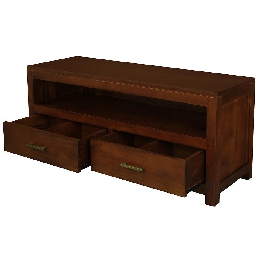 Sleek Simplicity 2 Drawer Low Entertainment Unit - Brown