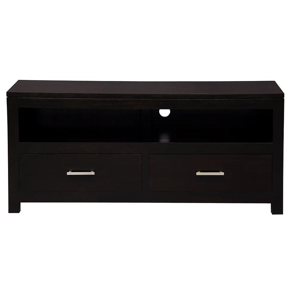 Sleek Simplicity 2 Drawer Low Entertainment Unit - Dark Brown
