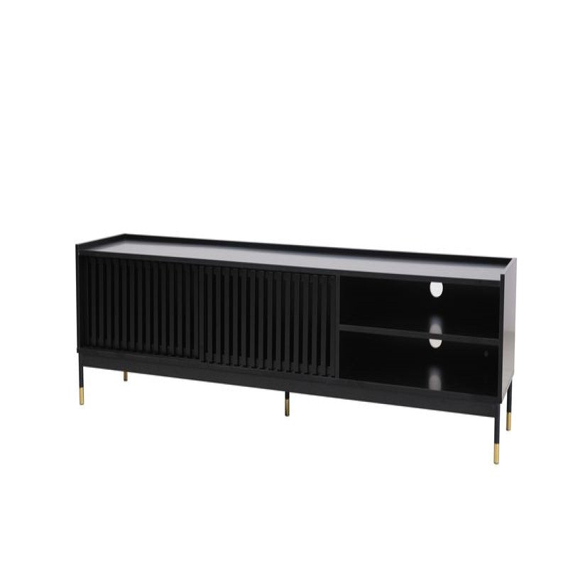 Matte Black Engineered Wooden TV Unit