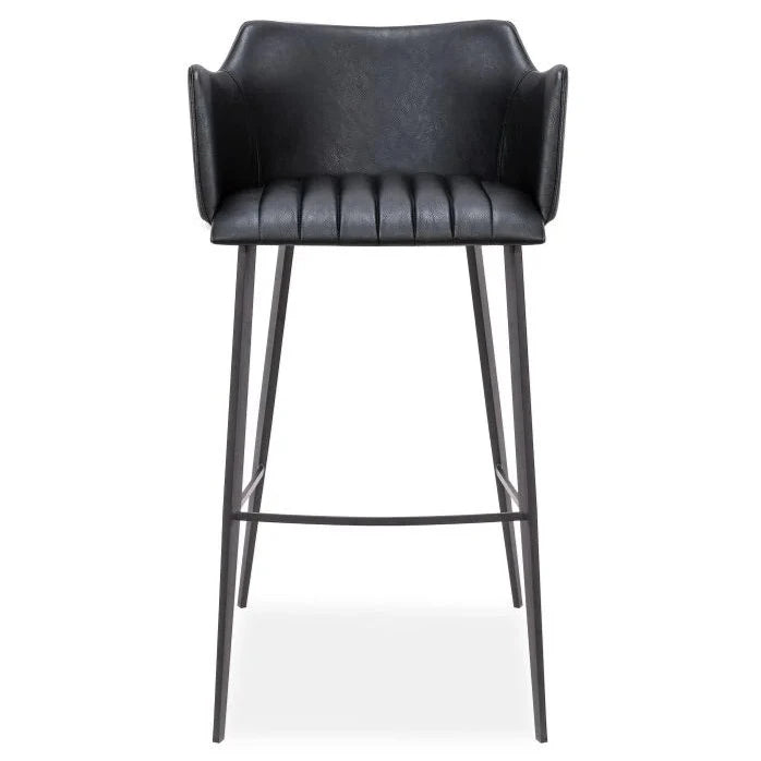 Sleek Vintage Black Fabric High Stool (Available in 2 Sizes)