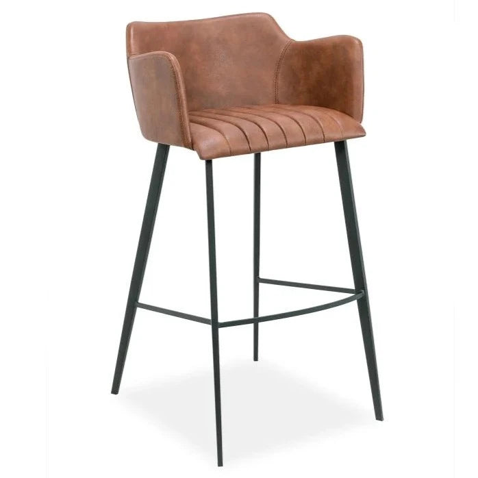 Sleek Vintage Brown Fabric High Stool (Available in 2 Sizes)
