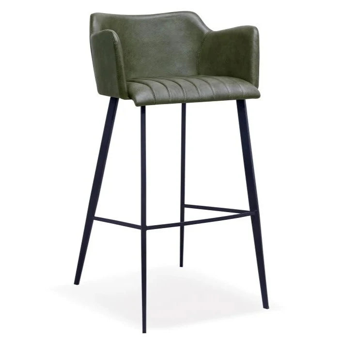 Sleek Vintage Green Fabric High Stool (Available in 2 Sizes)