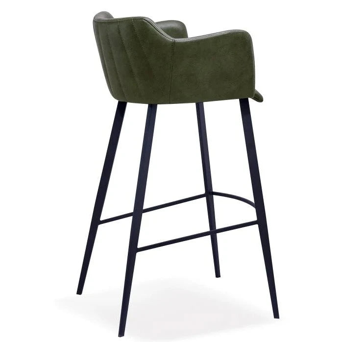 Sleek Vintage Green Fabric High Stool (Available in 2 Sizes)