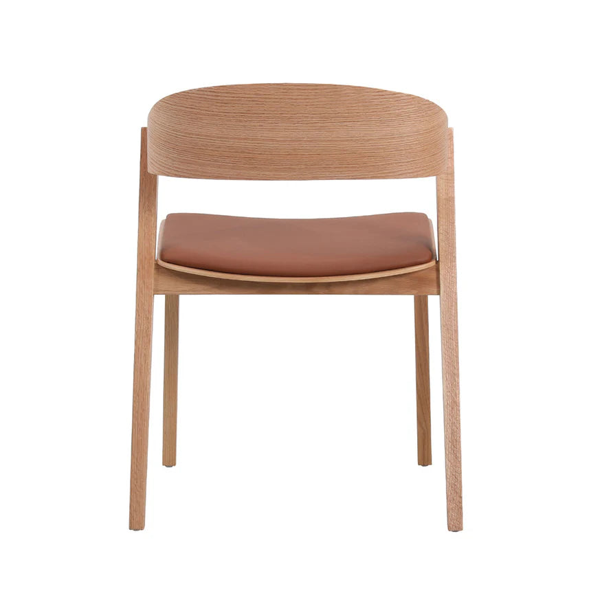 Sleek Wooden Brown Seat Dining Chairs - Set of 2