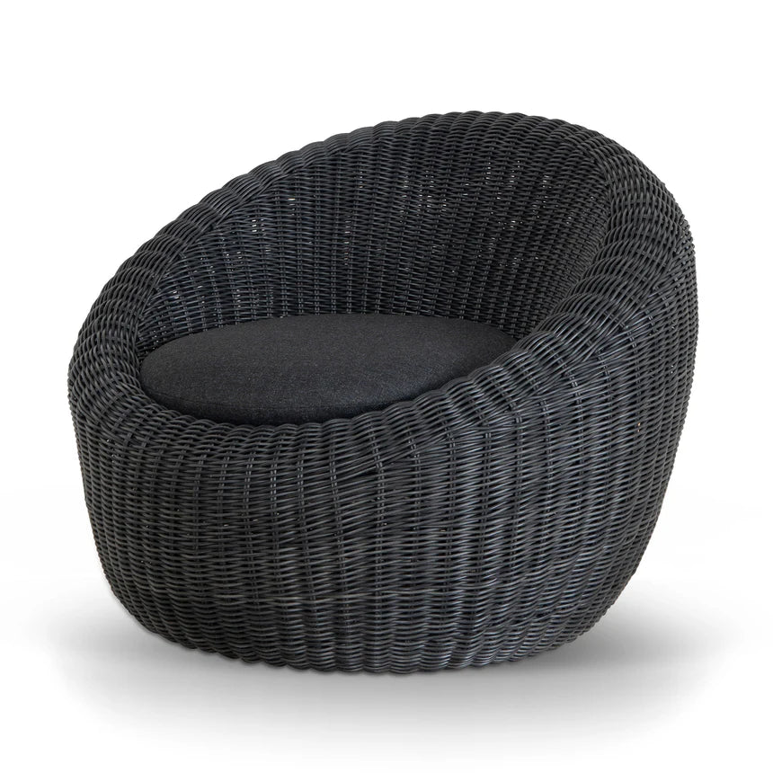 Sleek & Minimalist Design Rattan Lounge Chair - Black