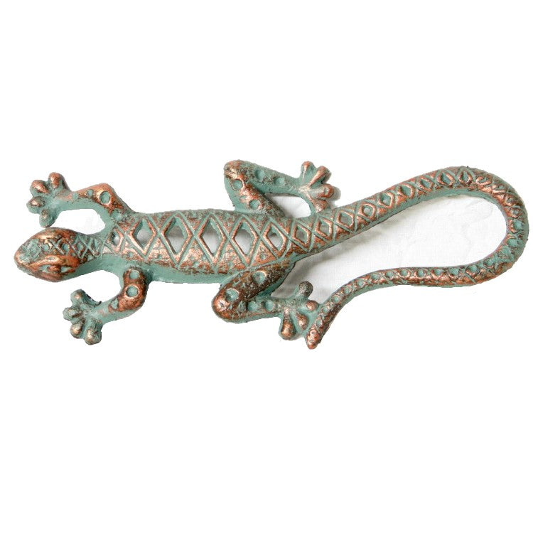 Crawling Gecko Cast Iron Wall Sculpture - Antique Bronze