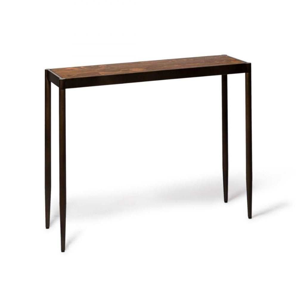 Slim Dark Brass Wooden Console Table