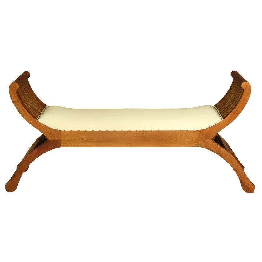 Sloan Elegance Upholstered Solid Mahogany Bench