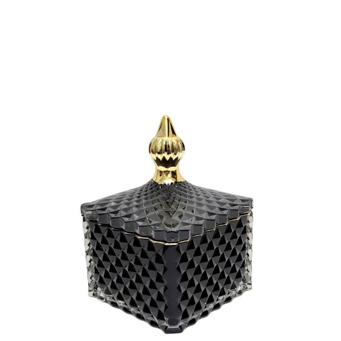 Small Dylan Diamond Cut Square Embossed Glass Jar - Available in 3 Colors