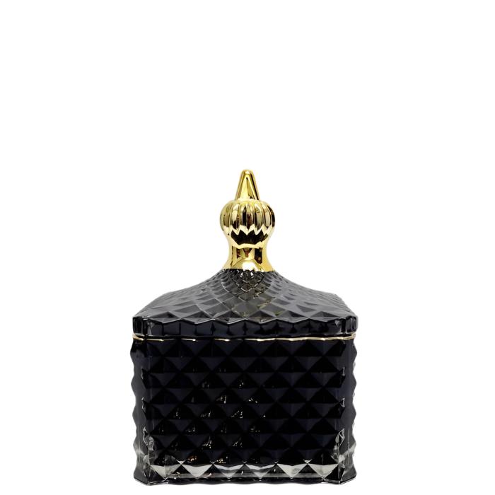 Small Dylan Diamond Cut Square Embossed Glass Jar - Available in 3 Colors