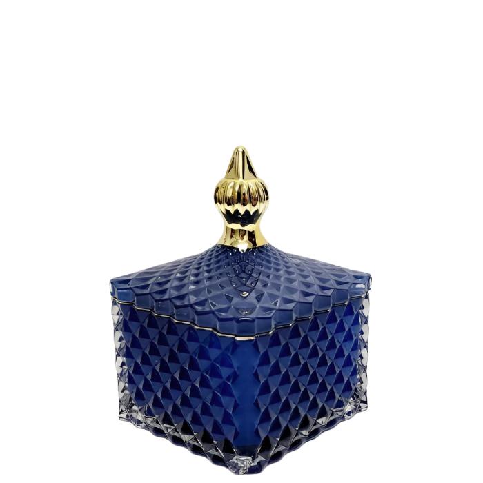 Small Dylan Diamond Cut Square Embossed Glass Jar - Available in 3 Colors