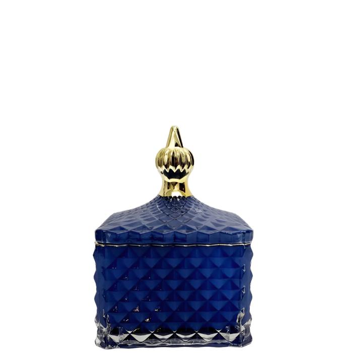 Small Dylan Diamond Cut Square Embossed Glass Jar - Available in 3 Colors