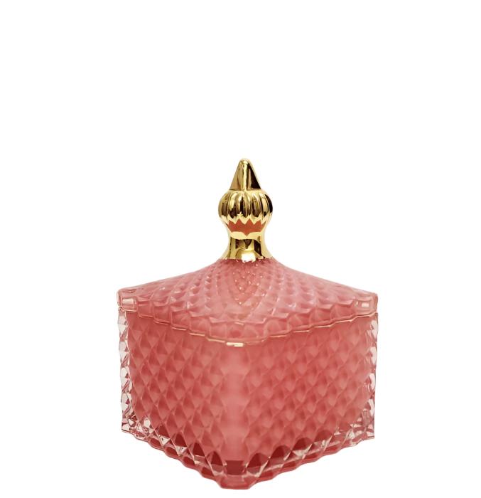 Small Dylan Diamond Cut Square Embossed Glass Jar - Available in 3 Colors