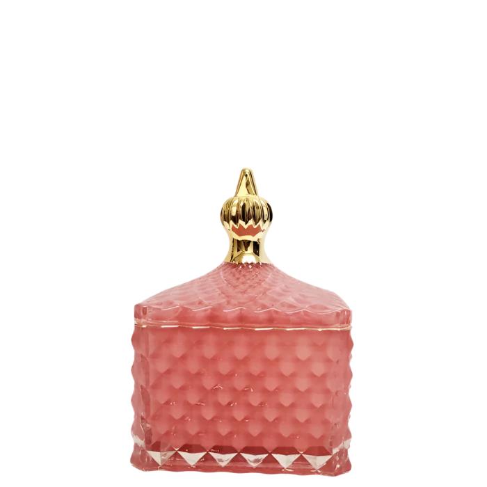 Small Dylan Diamond Cut Square Embossed Glass Jar - Available in 3 Colors